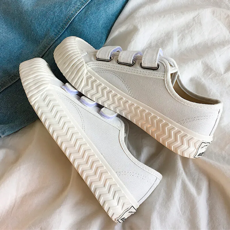 Casual School Girl Velcro Canvas Shoes