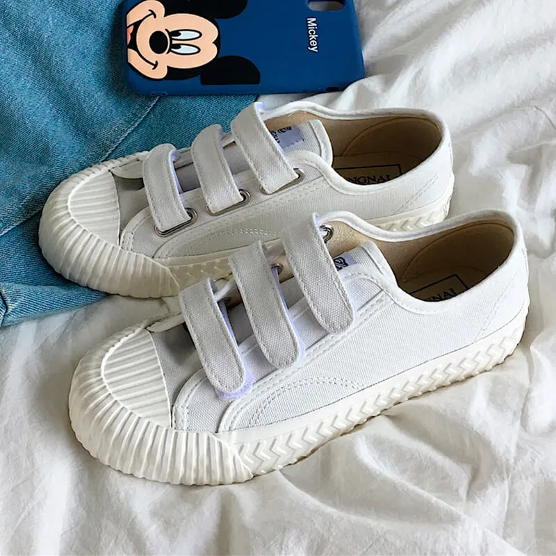 Casual School Girl Velcro Canvas Shoes