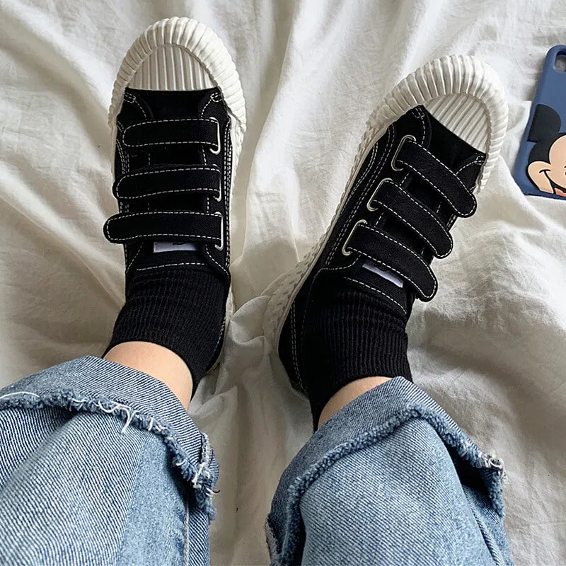 Casual School Girl Velcro Canvas Shoes