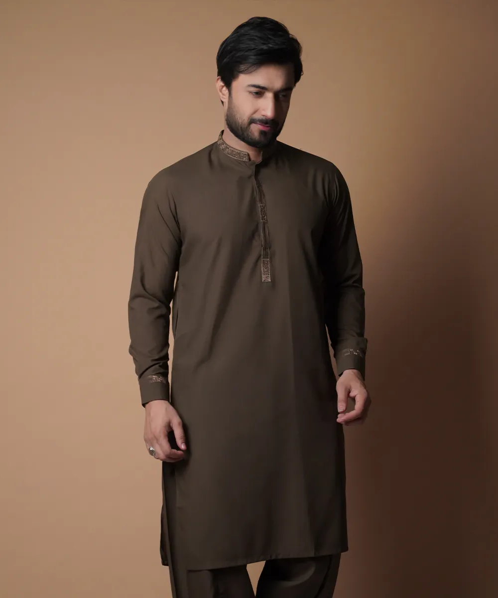 Dark Brown Shalwar Kameez