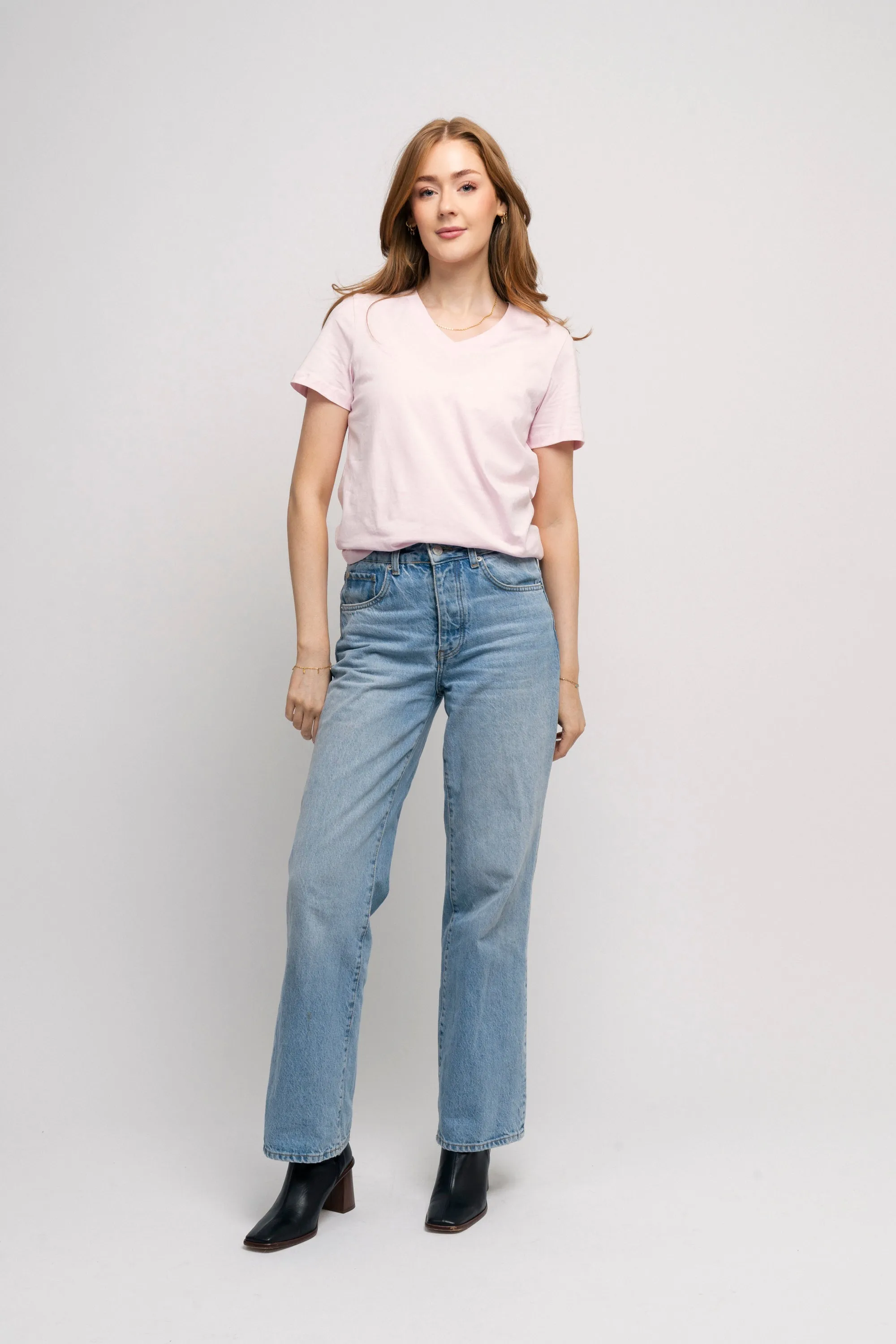 Essential Ss V-Neck Tee - Cradle Pink