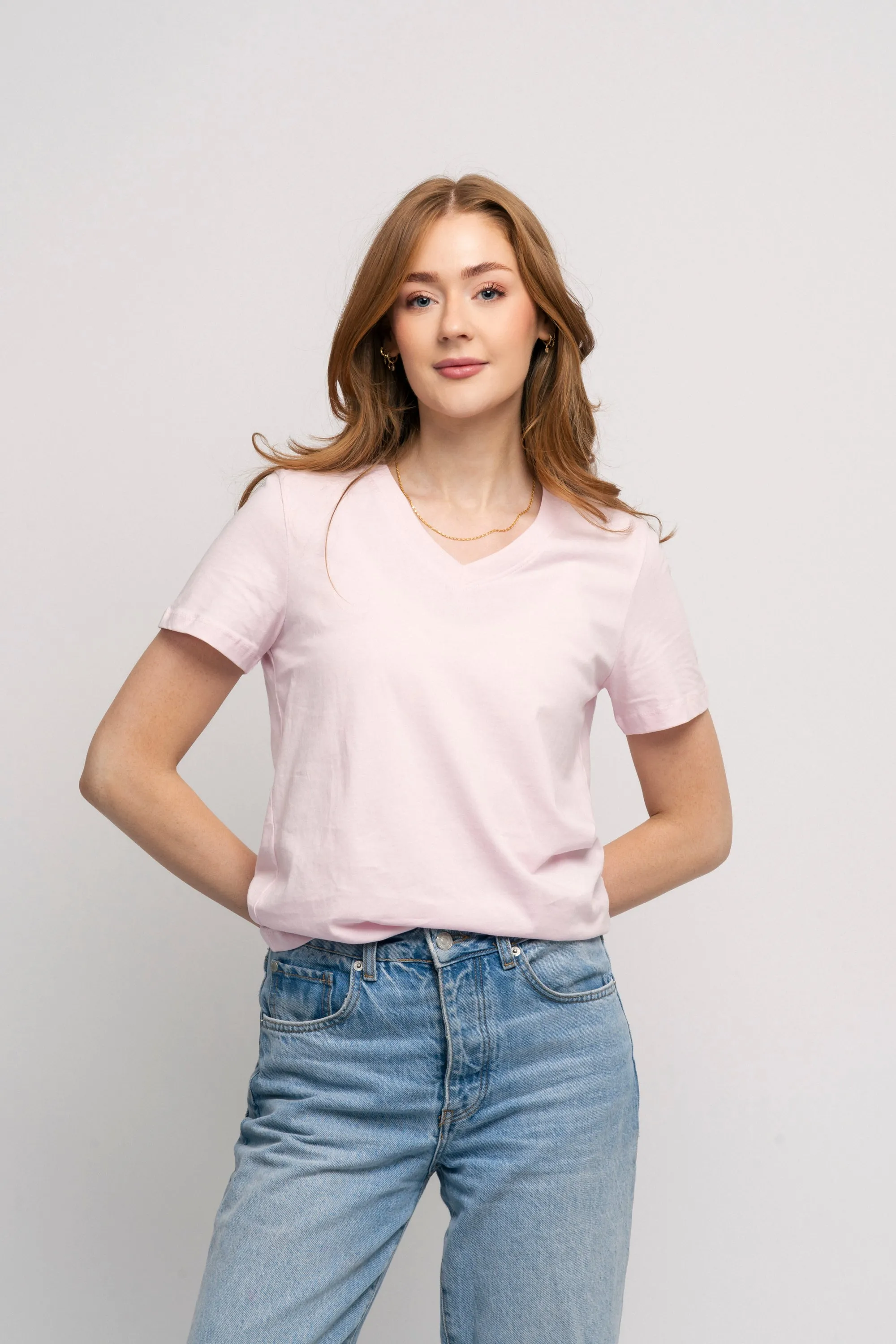 Essential Ss V-Neck Tee - Cradle Pink