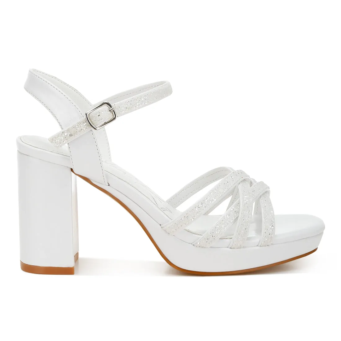 Glitter Strappy Block Sandals