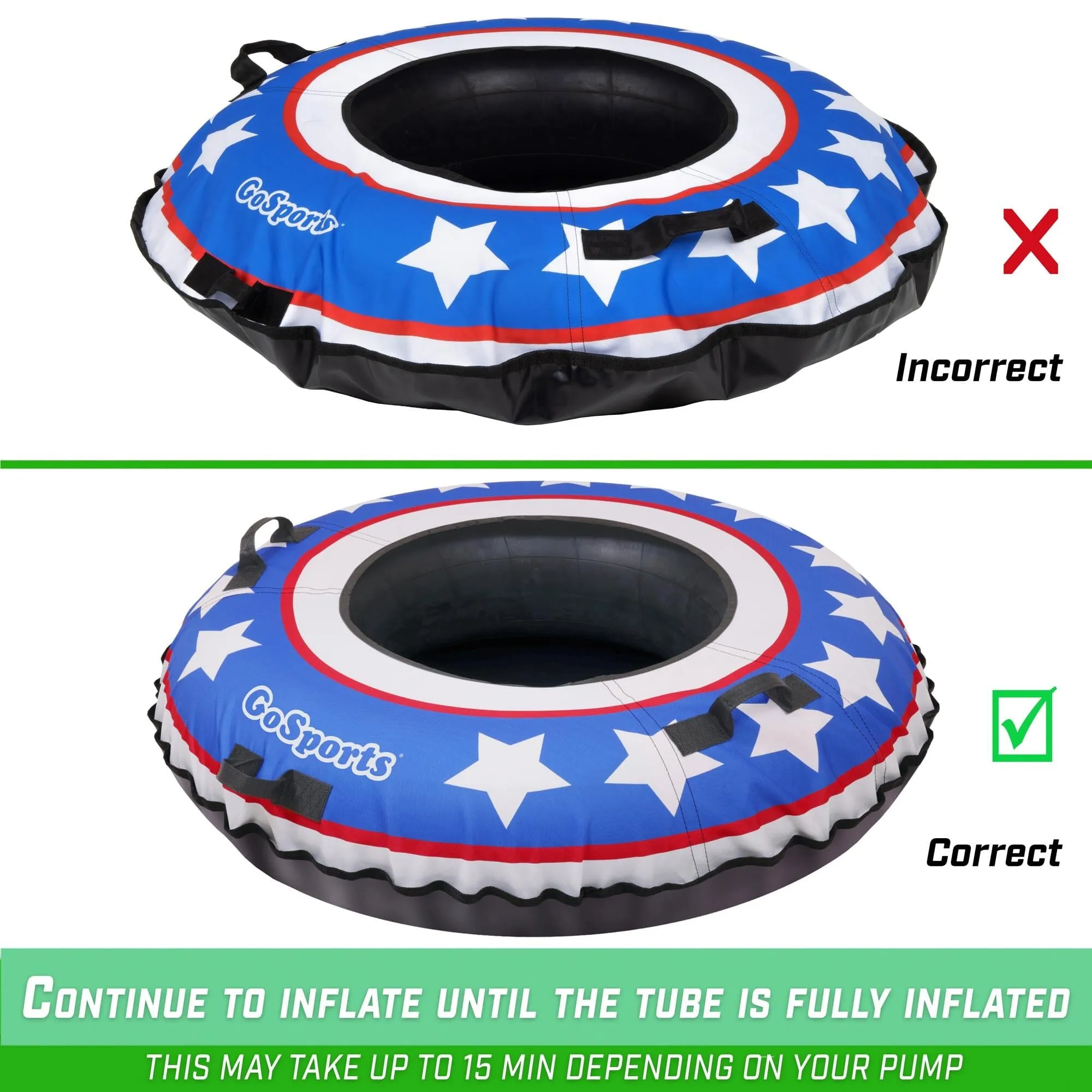 GoSports 44 Inch Heavy-Duty Winter Snow Tube - Stars/Stripes