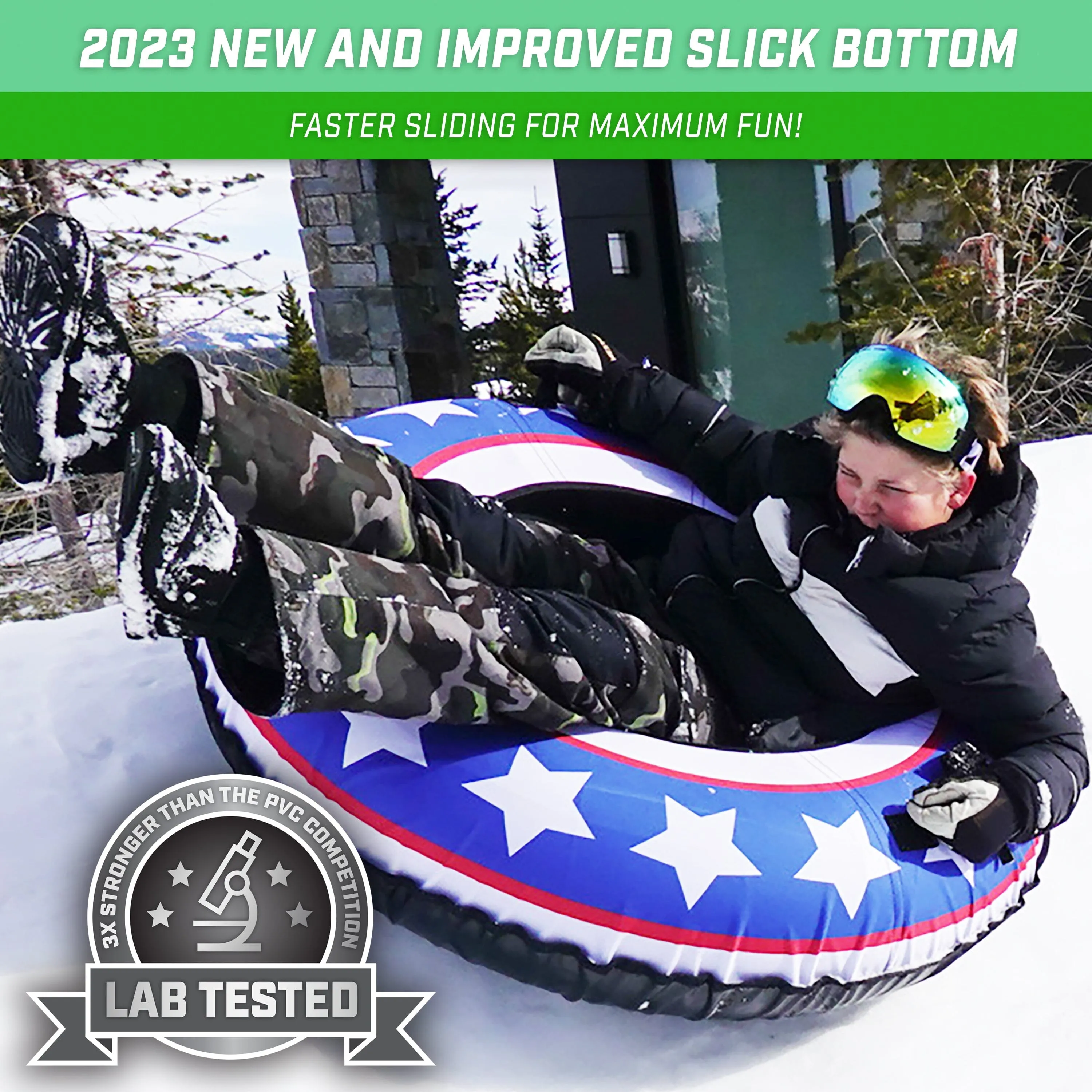 GoSports 44 Inch Heavy-Duty Winter Snow Tube - Stars/Stripes