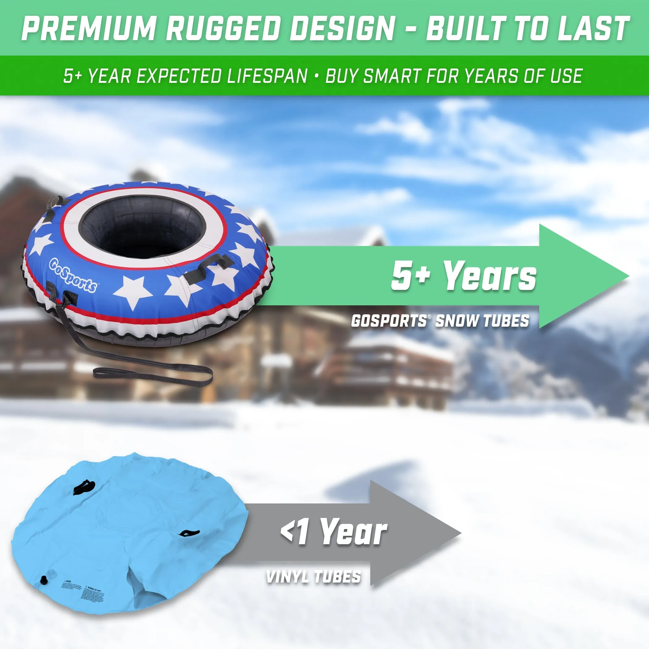 GoSports 44 Inch Heavy-Duty Winter Snow Tube - Stars/Stripes
