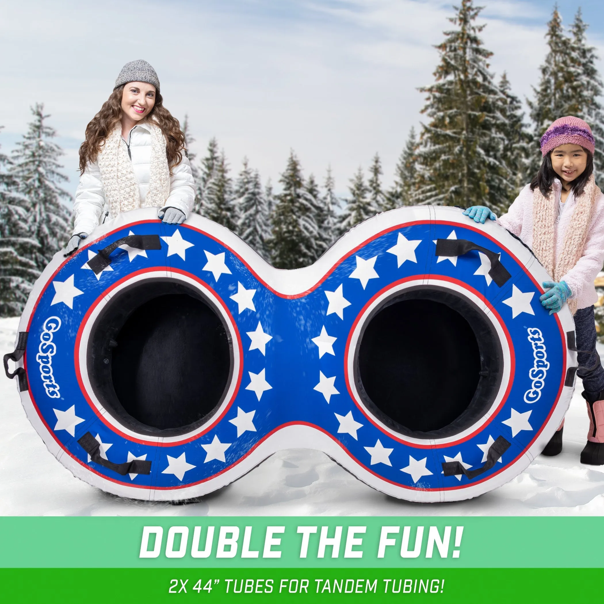 GoSports Heavy-Duty 2 Person Winter Snow Tube with Premium Canvas Cover - America