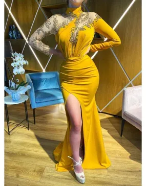 Luxury Evening Gown Mustard Color