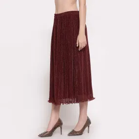 Maroon Plisse Long Skirt