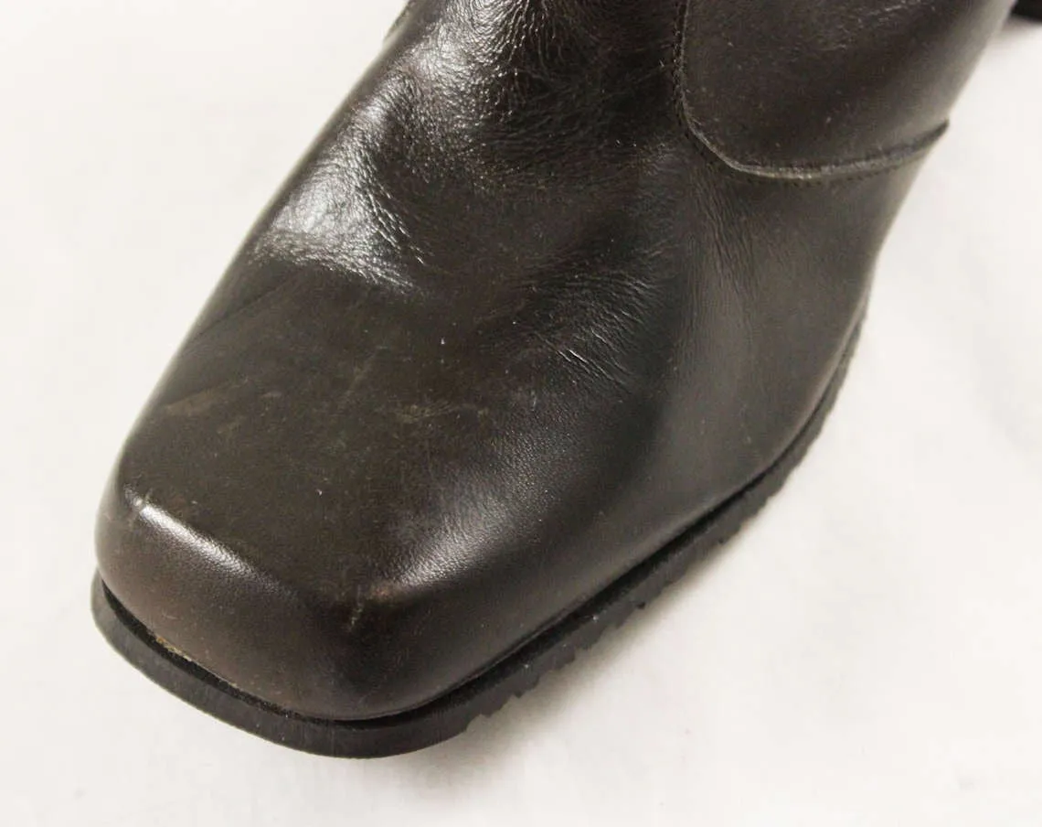 Size 5 Brown Boots with Lace Up - Unworn 60s Go Go Boot - Genuine Dark Brown Leather - Mod Biker Girl 1960s Street Chic - NOS Deadstock